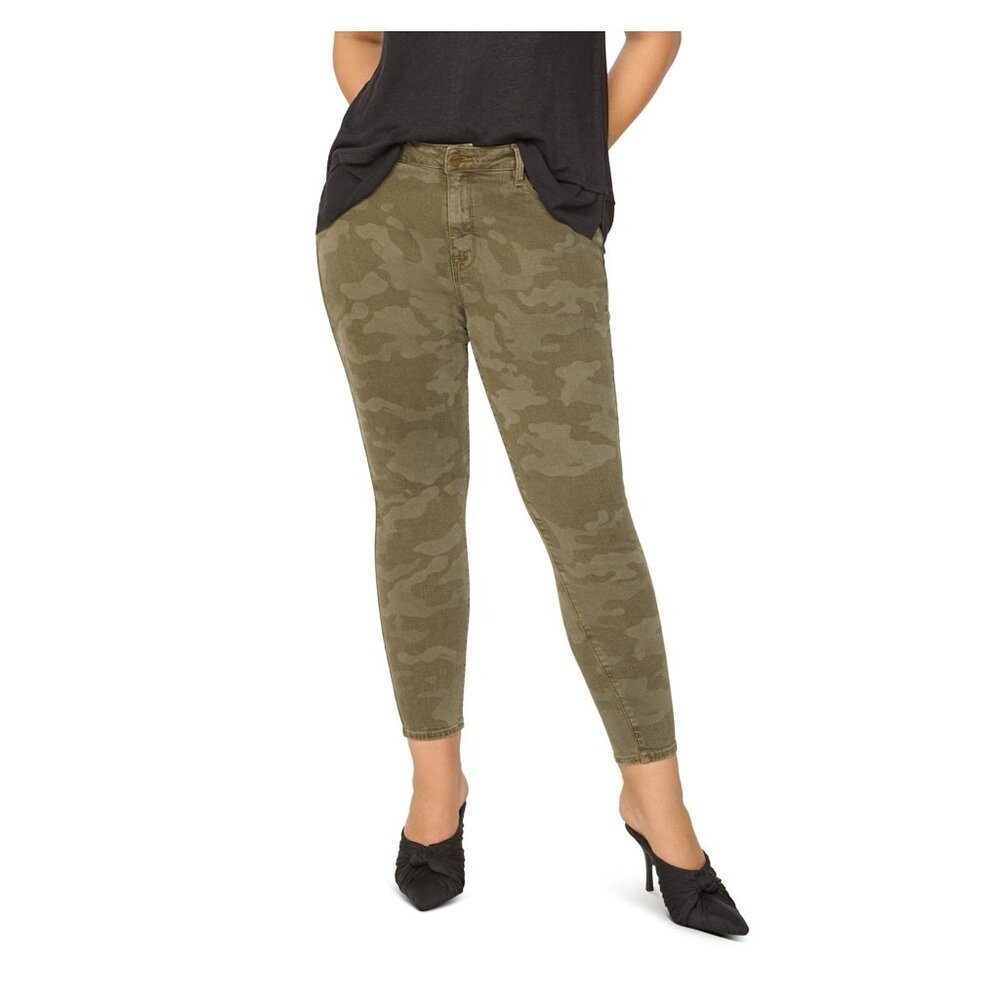 Sanctuary Social Standard Ankle Skinny Jeans in Prosperity Camo Green 18W NWT - Picture 2 of 9